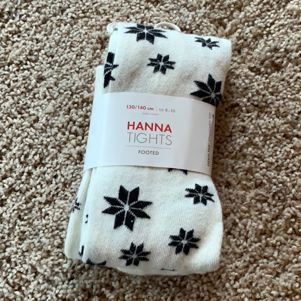 Hanna snowflake tights, size 130-140 cm, US 8-10, new with tags